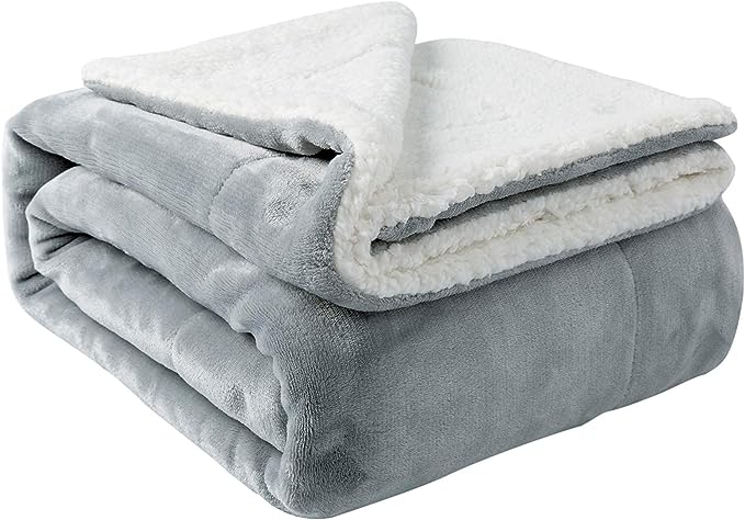 Blanket Twin Thick Warm Blanket For Winter Bed Super Soft Fuzzy Flannel  Fleece/wool Like Reversible Velvet Plush Blanket (light Grey Twin Size  60x80
